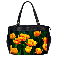 Yellow Orange Tulip Flowers Oversize Office Handbag (2 Sides) by FunnyCow