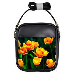 Yellow Orange Tulip Flowers Girls Sling Bag by FunnyCow