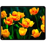 Yellow Orange Tulip Flowers Fleece Blanket (Large)  80 x60  Blanket Front