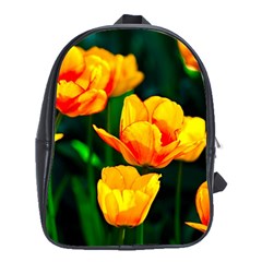 Yellow Orange Tulip Flowers School Bag (xl) by FunnyCow