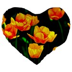 Yellow Orange Tulip Flowers Large 19  Premium Heart Shape Cushions Front