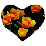 Yellow Orange Tulip Flowers Large 19  Premium Heart Shape Cushions Back