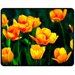 Yellow Orange Tulip Flowers Double Sided Fleece Blanket (medium)  by FunnyCow