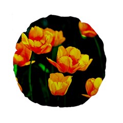 Yellow Orange Tulip Flowers Standard 15  Premium Flano Round Cushions by FunnyCow