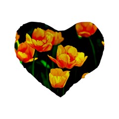 Yellow Orange Tulip Flowers Standard 16  Premium Flano Heart Shape Cushions by FunnyCow