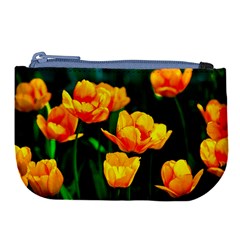 Yellow Orange Tulip Flowers Large Coin Purse by FunnyCow