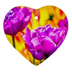 Violet Tulip Flowers Ornament (heart) by FunnyCow