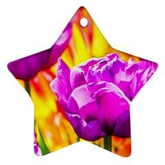 Violet Tulip Flowers Ornament (star) by FunnyCow