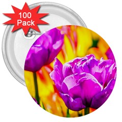 Violet Tulip Flowers 3  Buttons (100 Pack) 