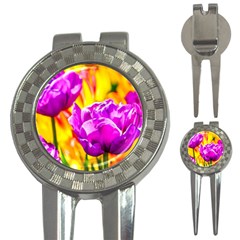 Violet Tulip Flowers 3-in-1 Golf Divots by FunnyCow