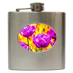 Violet Tulip Flowers Hip Flask (6 Oz) by FunnyCow