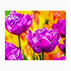 Violet Tulip Flowers Small Glasses Cloth (2-side) by FunnyCow