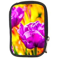 Violet Tulip Flowers Compact Camera Leather Case by FunnyCow