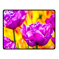 Violet Tulip Flowers Fleece Blanket (small) by FunnyCow