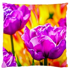 Violet Tulip Flowers Large Cushion Case (one Side) by FunnyCow