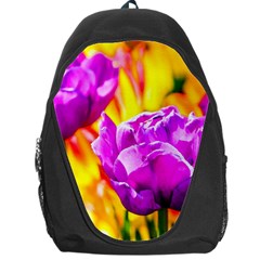 Violet Tulip Flowers Backpack Bag by FunnyCow