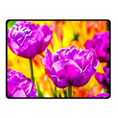 Violet Tulip Flowers Double Sided Fleece Blanket (small)  by FunnyCow