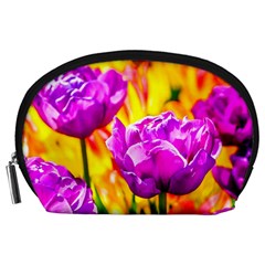 Violet Tulip Flowers Accessory Pouch (large) by FunnyCow