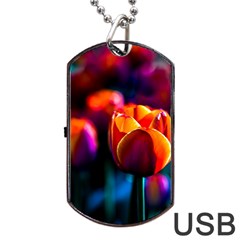 Red Tulips Dog Tag Usb Flash (one Side) by FunnyCow