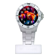 Red Tulips Plastic Nurses Watch by FunnyCow