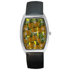 Tropical Pineapple Barrel Style Metal Watch