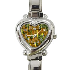 Tropical Pineapple Heart Italian Charm Watch