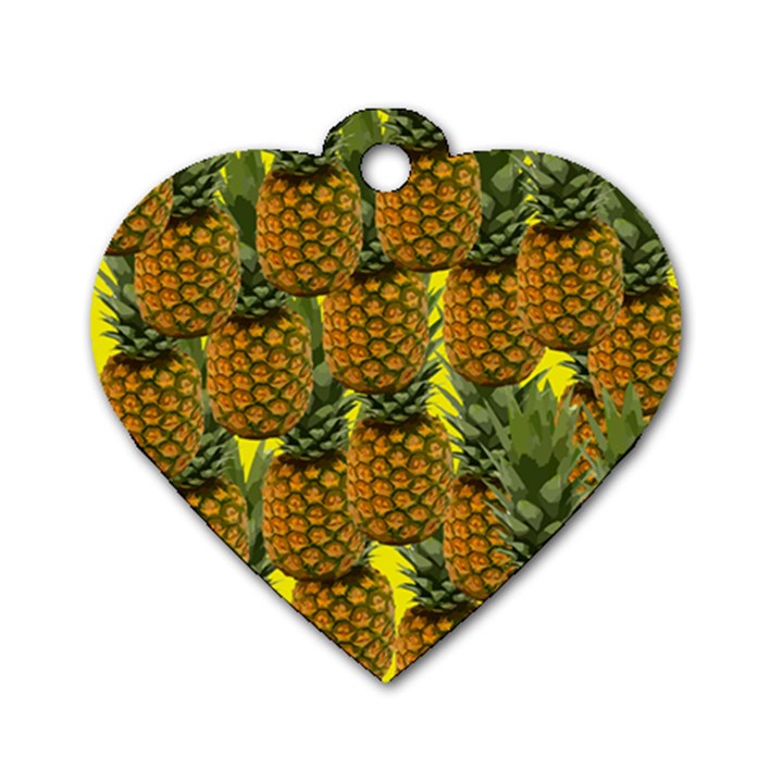 Tropical Pineapple Dog Tag Heart (One Side)