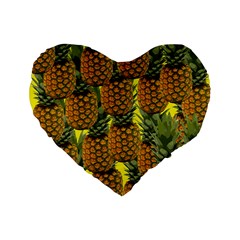 Tropical Pineapple Standard 16  Premium Flano Heart Shape Cushions