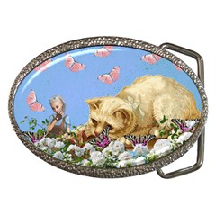 Cat And Butterflies Belt Buckles by snowwhitegirl