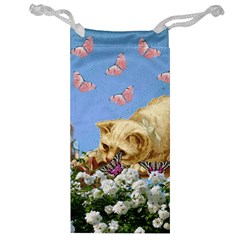 Cat And Butterflies Jewelry Bag by snowwhitegirl