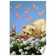 Cat And Butterflies Canvas 24  X 36  by snowwhitegirl