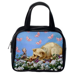 Cat And Butterflies Classic Handbag (one Side) by snowwhitegirl