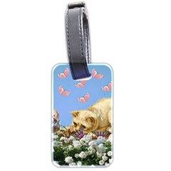 Cat And Butterflies Luggage Tags (two Sides) by snowwhitegirl