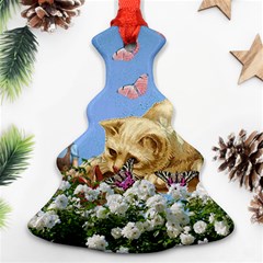 Cat And Butterflies Christmas Tree Ornament (two Sides) by snowwhitegirl