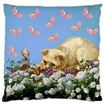 Cat And Butterflies Large Flano Cushion Case (Two Sides) Front