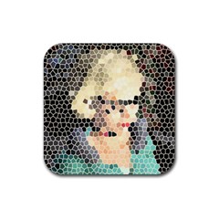 Stained Glass Girl Rubber Coaster (square)  by snowwhitegirl