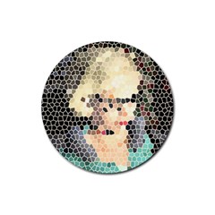 Stained Glass Girl Rubber Round Coaster (4 Pack) 