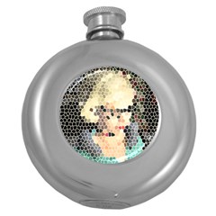 Stained Glass Girl Round Hip Flask (5 Oz) by snowwhitegirl