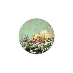 Cat And Butterflies Green Golf Ball Marker by snowwhitegirl