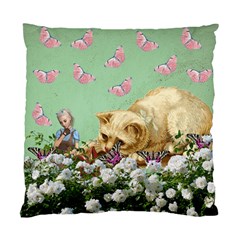 Cat And Butterflies Green Standard Cushion Case (two Sides)