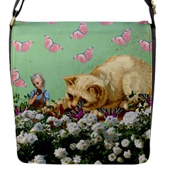 Cat And Butterflies Green Flap Closure Messenger Bag (s) by snowwhitegirl