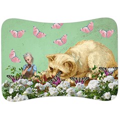 Cat And Butterflies Green Velour Seat Head Rest Cushion