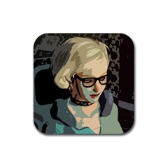 Girl Thinking Rubber Coaster (square)  by snowwhitegirl