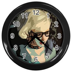 Girl Thinking Wall Clock (black) by snowwhitegirl