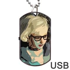 Girl Thinking Dog Tag Usb Flash (two Sides) by snowwhitegirl