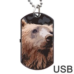 Bear Looking Dog Tag Usb Flash (one Side) by snowwhitegirl