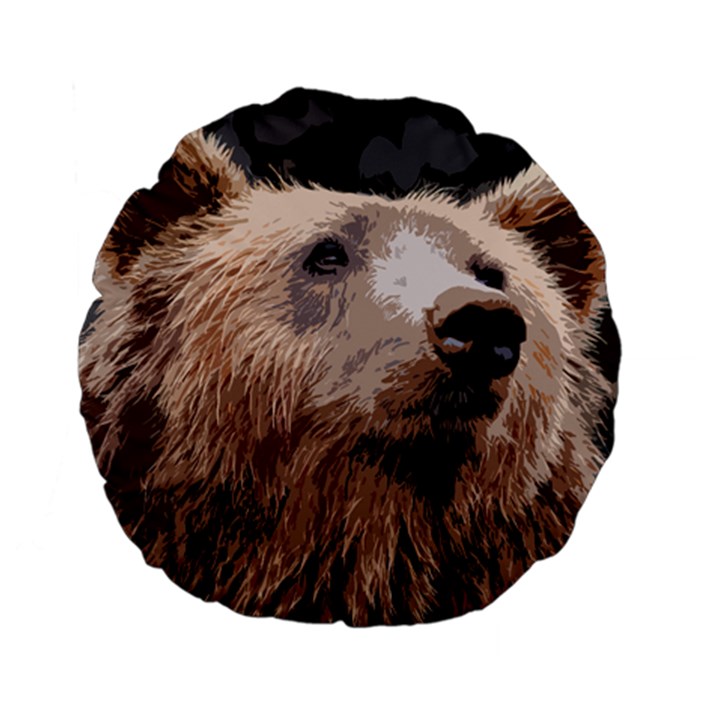 Bear Looking Standard 15  Premium Flano Round Cushions