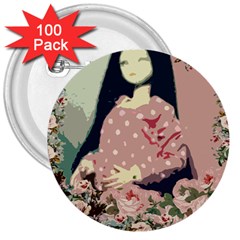 Rose Floral Doll 3  Buttons (100 Pack)  by snowwhitegirl