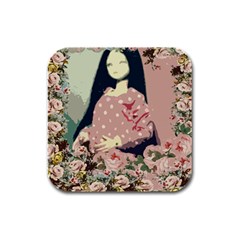 Rose Floral Doll Rubber Square Coaster (4 Pack)  by snowwhitegirl