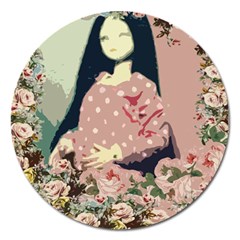 Rose Floral Doll Magnet 5  (round) by snowwhitegirl